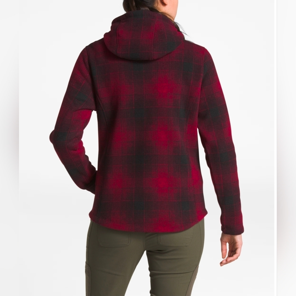 The NorthFace Crescent Red and Black Plaid Hoodie With Toggle Buttons. Size S - Picture 9 of 11